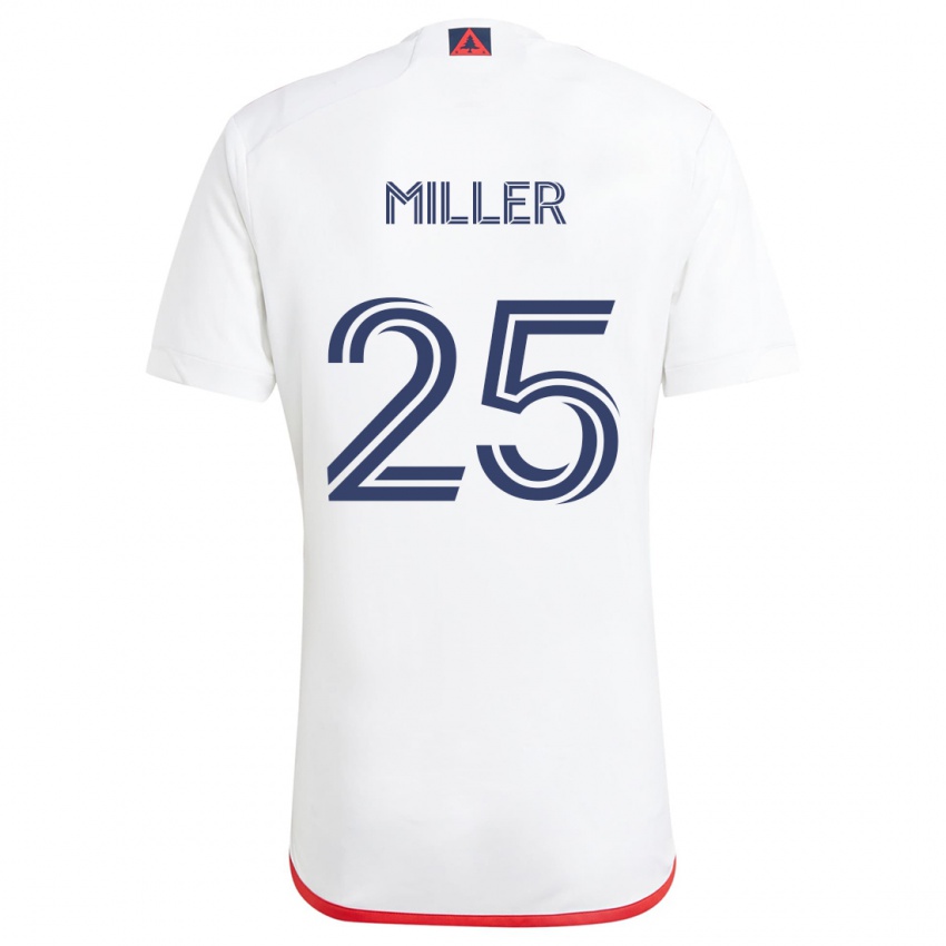 Gyermek Peyton Miller #25 Fehér Piros Idegenbeli Jersey 2024/25 Mez Póló Ing