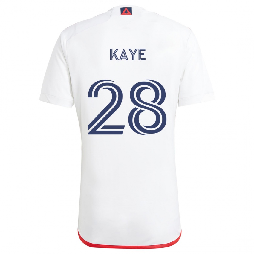 Gyermek Mark-Anthony Kaye #28 Fehér Piros Idegenbeli Jersey 2024/25 Mez Póló Ing