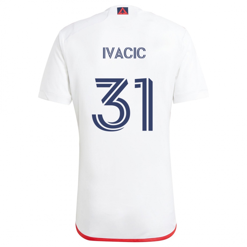 Gyermek Aljaz Ivacic #31 Fehér Piros Idegenbeli Jersey 2024/25 Mez Póló Ing