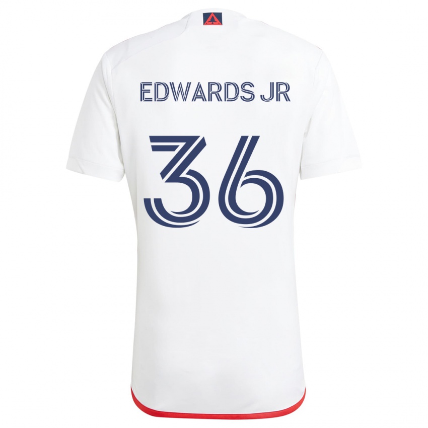 Gyermek Earl Edwards Jr. #36 Fehér Piros Idegenbeli Jersey 2024/25 Mez Póló Ing