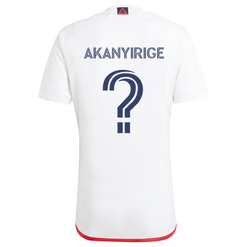 Gyermek Jacob Akanyirige #0 Fehér Piros Idegenbeli Jersey 2024/25 Mez Póló Ing