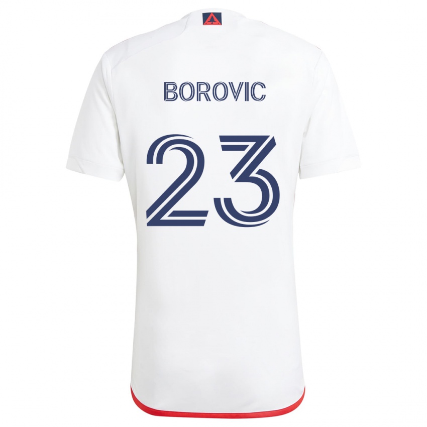 Gyermek Luka Borovic #23 Fehér Piros Idegenbeli Jersey 2024/25 Mez Póló Ing