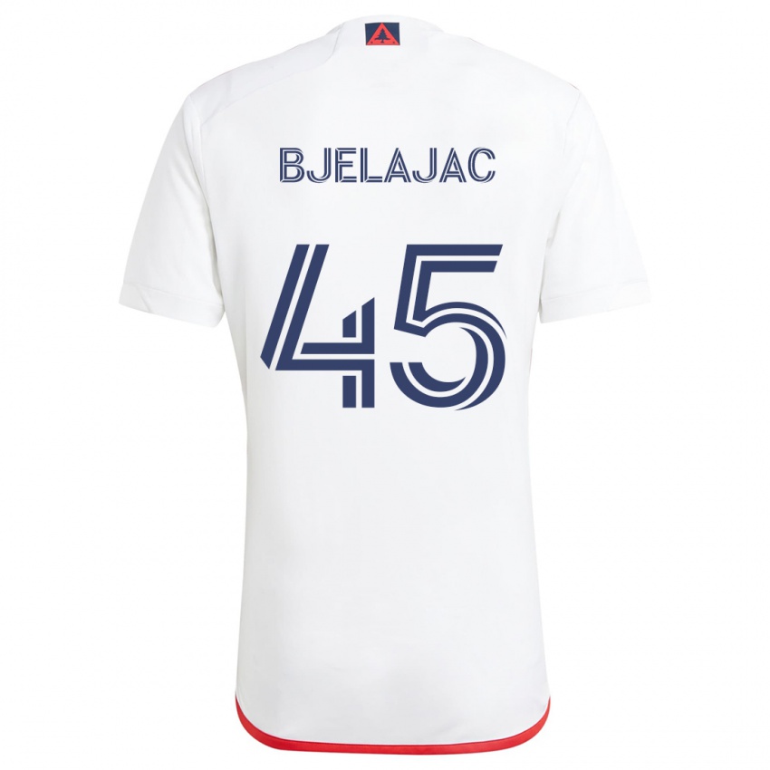 Gyermek Andrej Bjelajac #45 Fehér Piros Idegenbeli Jersey 2024/25 Mez Póló Ing