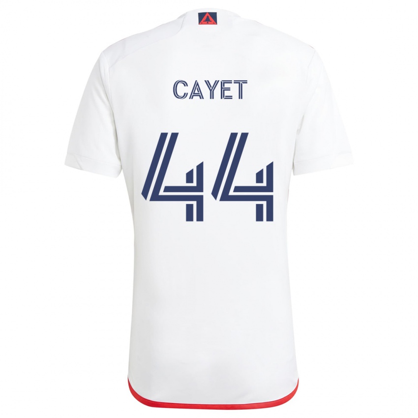 Gyermek Pierre Cayet #44 Fehér Piros Idegenbeli Jersey 2024/25 Mez Póló Ing