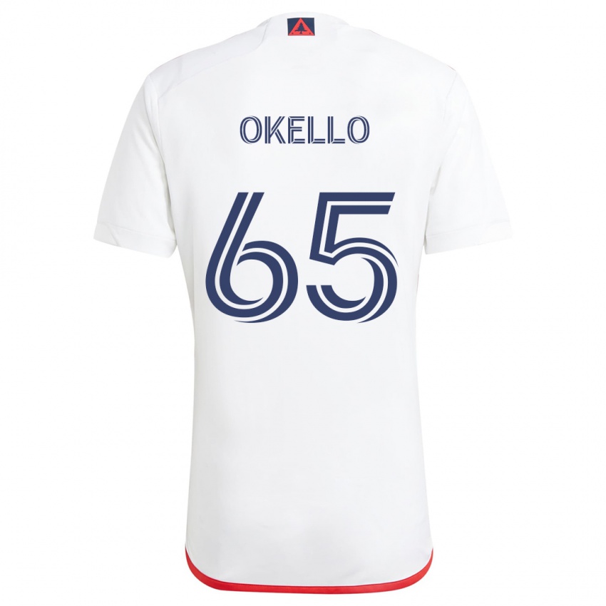 Gyermek Noble Okello #65 Fehér Piros Idegenbeli Jersey 2024/25 Mez Póló Ing