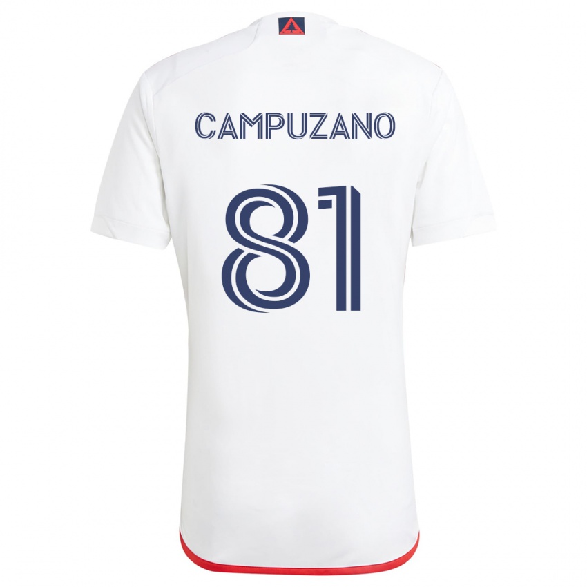 Gyermek Nico Campuzano #81 Fehér Piros Idegenbeli Jersey 2024/25 Mez Póló Ing