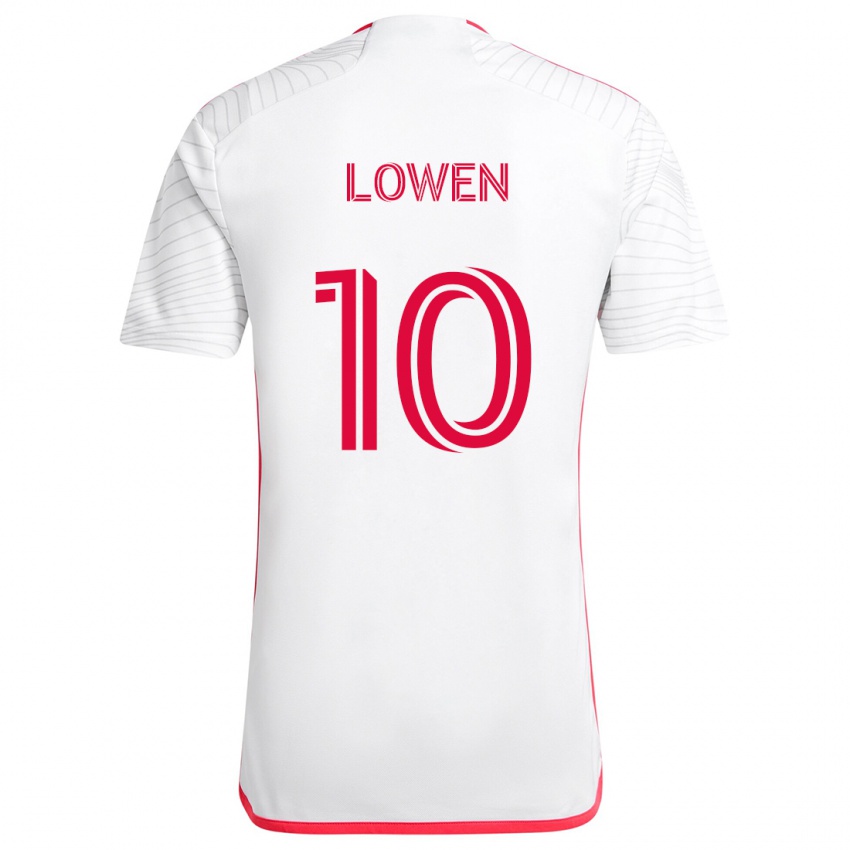 Gyermek Eduard Löwen #10 Fehér Piros Idegenbeli Jersey 2024/25 Mez Póló Ing