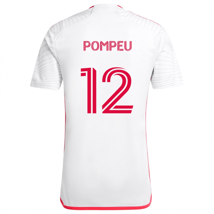 Gyermek Célio Pompeu #12 Fehér Piros Idegenbeli Jersey 2024/25 Mez Póló Ing