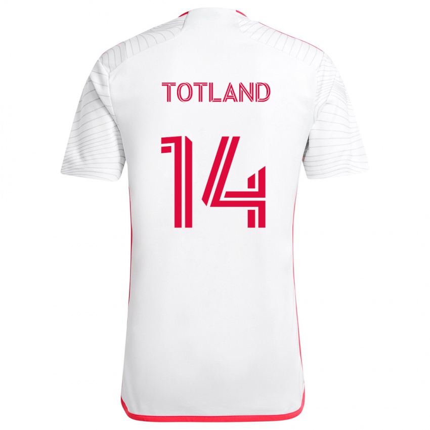 Gyermek Tomas Totland #14 Fehér Piros Idegenbeli Jersey 2024/25 Mez Póló Ing