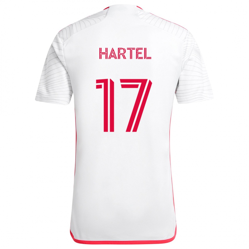 Gyermek Marcel Hartel #17 Fehér Piros Idegenbeli Jersey 2024/25 Mez Póló Ing