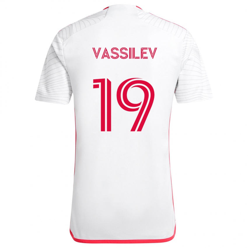 Gyermek Indiana Vassilev #19 Fehér Piros Idegenbeli Jersey 2024/25 Mez Póló Ing