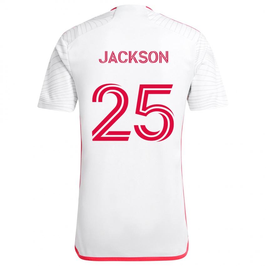 Gyermek Aziel Jackson #25 Fehér Piros Idegenbeli Jersey 2024/25 Mez Póló Ing