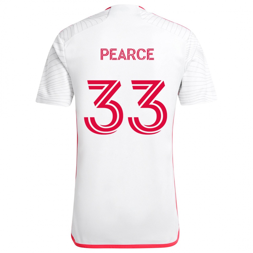 Gyermek Tyson Pearce #33 Fehér Piros Idegenbeli Jersey 2024/25 Mez Póló Ing