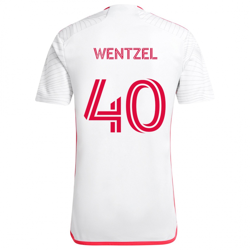 Gyermek Michael Wentzel #40 Fehér Piros Idegenbeli Jersey 2024/25 Mez Póló Ing