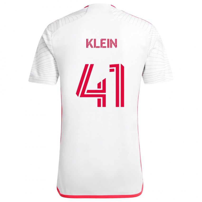 Gyermek Johnny Klein #41 Fehér Piros Idegenbeli Jersey 2024/25 Mez Póló Ing