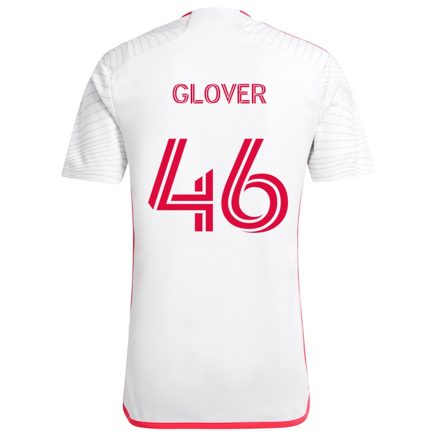 Gyermek Caden Glover #46 Fehér Piros Idegenbeli Jersey 2024/25 Mez Póló Ing