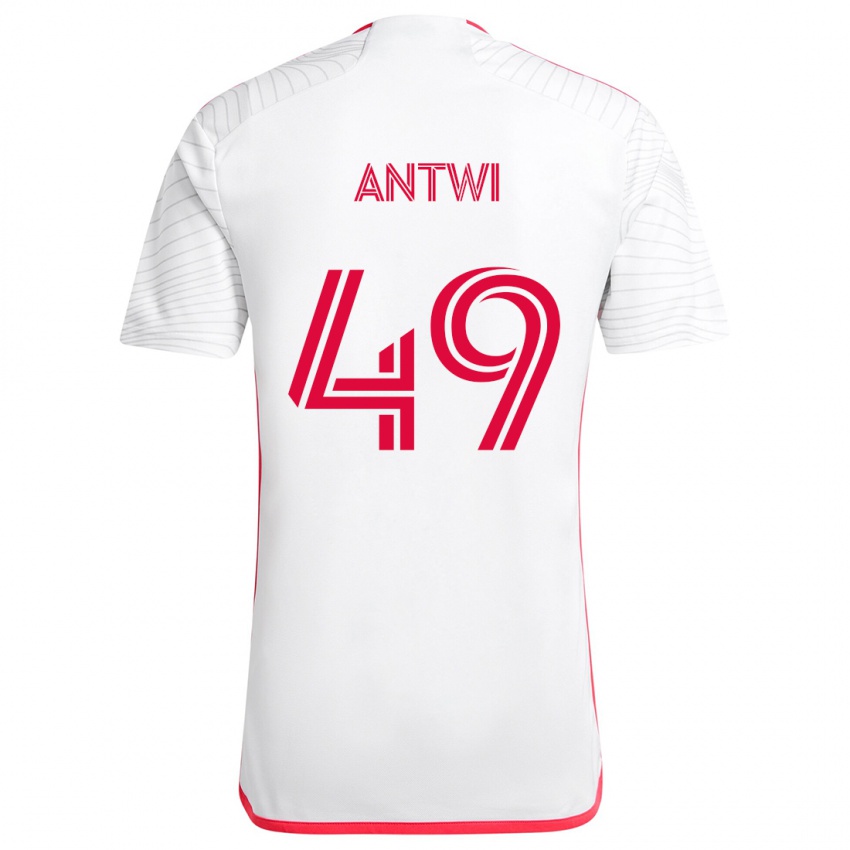 Gyermek Seth Antwi #49 Fehér Piros Idegenbeli Jersey 2024/25 Mez Póló Ing