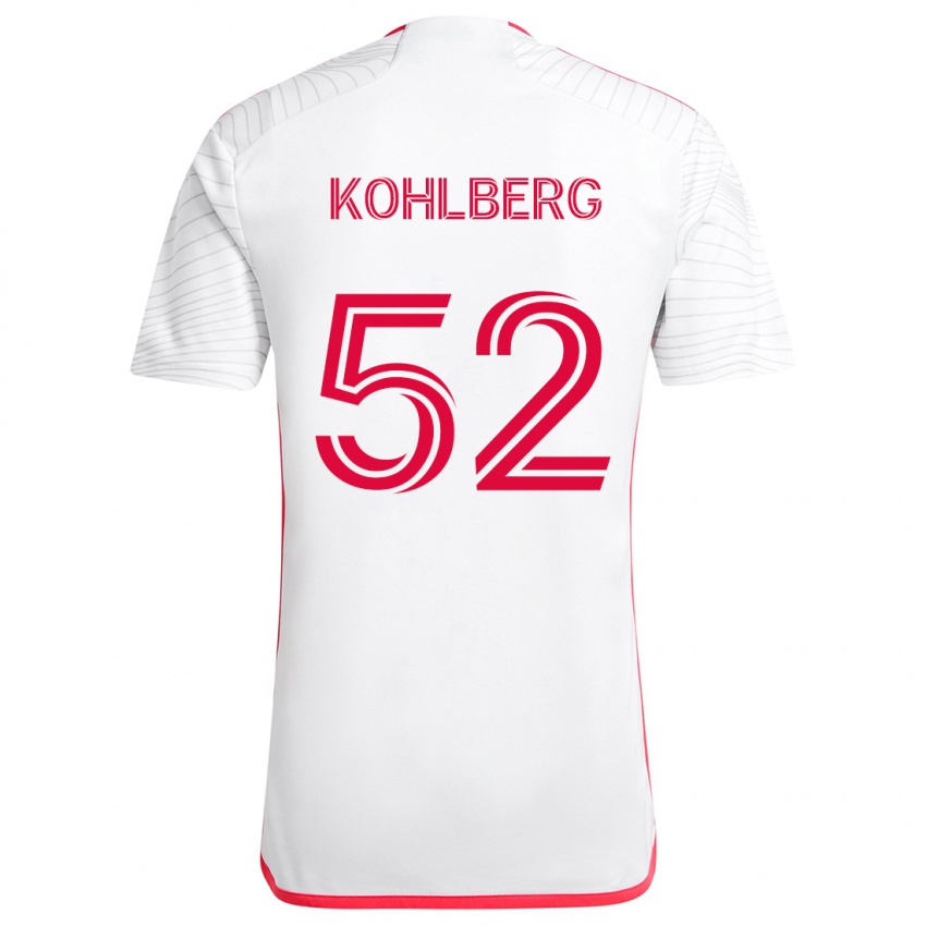 Gyermek Andrew Kohlberg #52 Fehér Piros Idegenbeli Jersey 2024/25 Mez Póló Ing