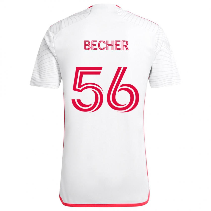 Gyermek Ryan Becher #56 Fehér Piros Idegenbeli Jersey 2024/25 Mez Póló Ing