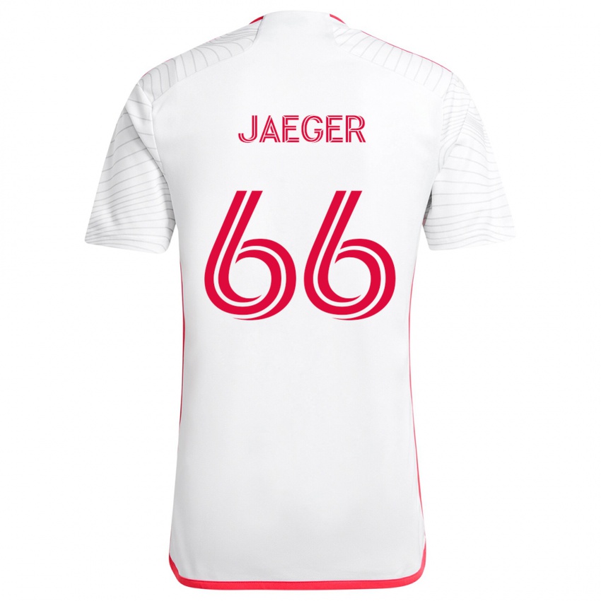 Gyermek Kai Jaeger #66 Fehér Piros Idegenbeli Jersey 2024/25 Mez Póló Ing