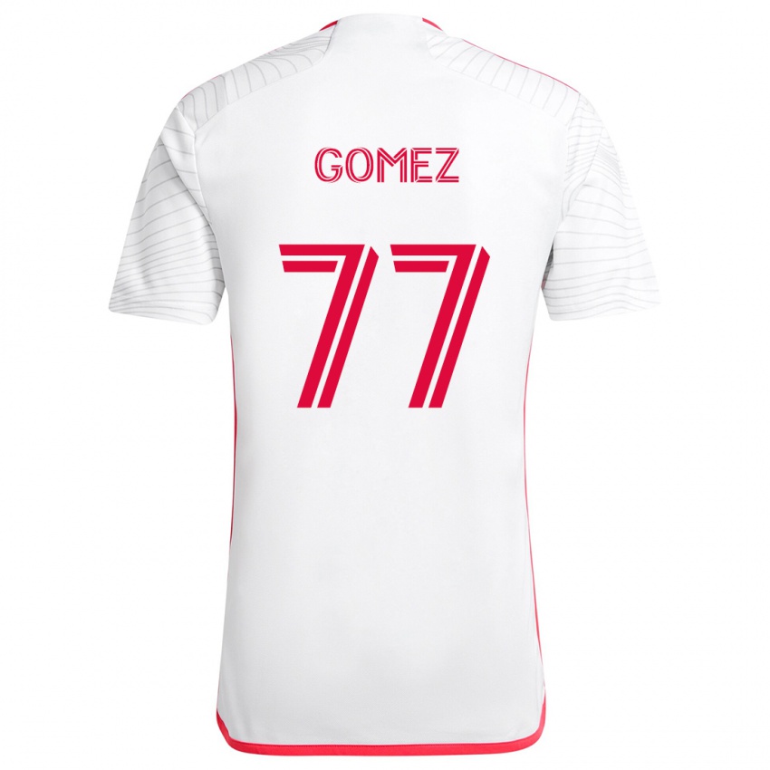 Gyermek Sam Gomez #77 Fehér Piros Idegenbeli Jersey 2024/25 Mez Póló Ing