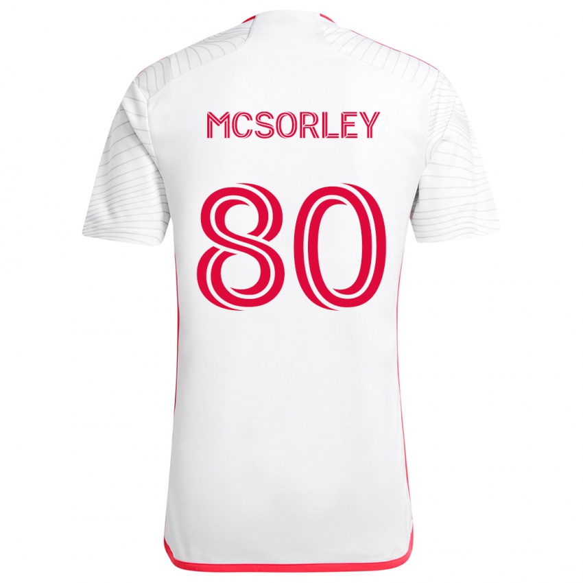 Gyermek Brendan Mcsorley #80 Fehér Piros Idegenbeli Jersey 2024/25 Mez Póló Ing