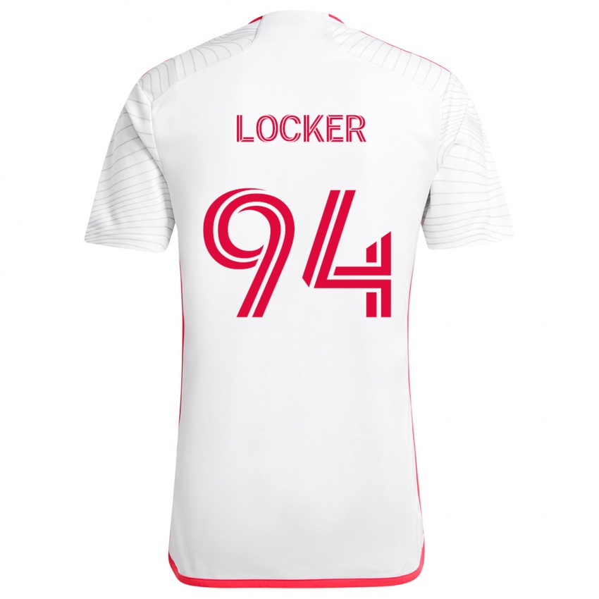 Gyermek Carson Locker #94 Fehér Piros Idegenbeli Jersey 2024/25 Mez Póló Ing