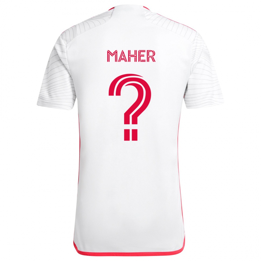 Gyermek Josh Maher #0 Fehér Piros Idegenbeli Jersey 2024/25 Mez Póló Ing