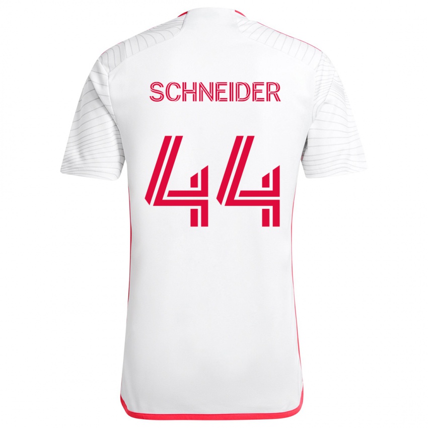 Gyermek Max Schneider #44 Fehér Piros Idegenbeli Jersey 2024/25 Mez Póló Ing