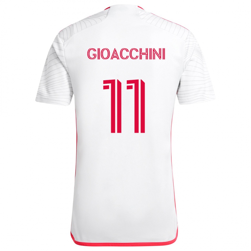 Gyermek Nicholas Gioacchini #11 Fehér Piros Idegenbeli Jersey 2024/25 Mez Póló Ing