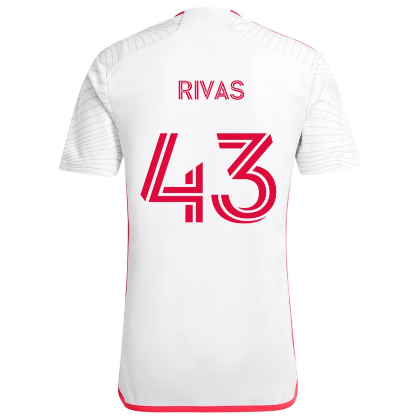 Gyermek Sergio Rivas #43 Fehér Piros Idegenbeli Jersey 2024/25 Mez Póló Ing