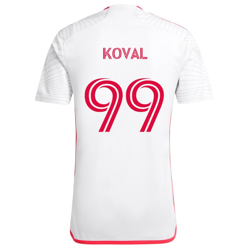 Gyermek Stanislav Koval #99 Fehér Piros Idegenbeli Jersey 2024/25 Mez Póló Ing