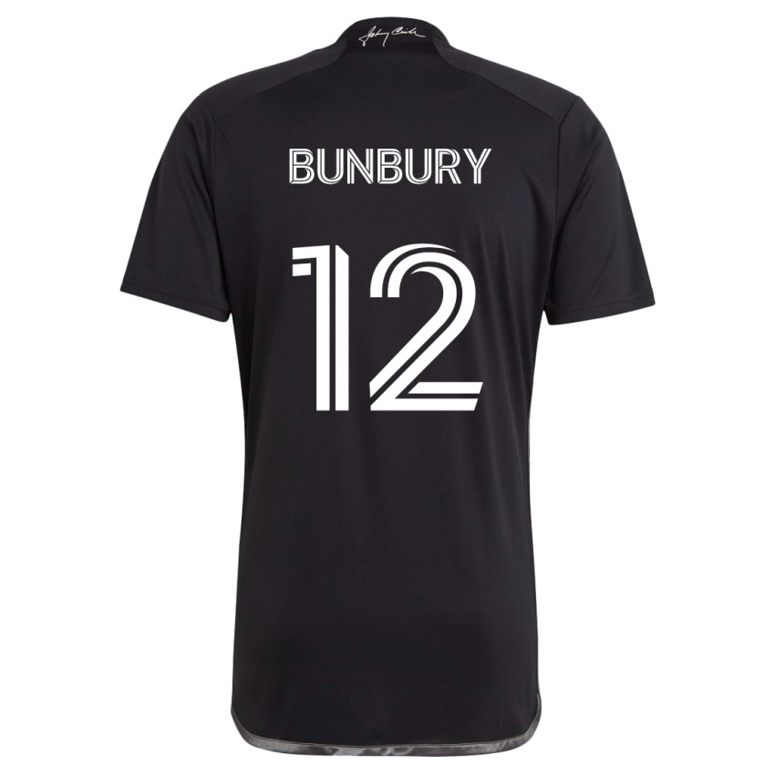 Gyermek Teal Bunbury #12 Fekete Idegenbeli Jersey 2024/25 Mez Póló Ing