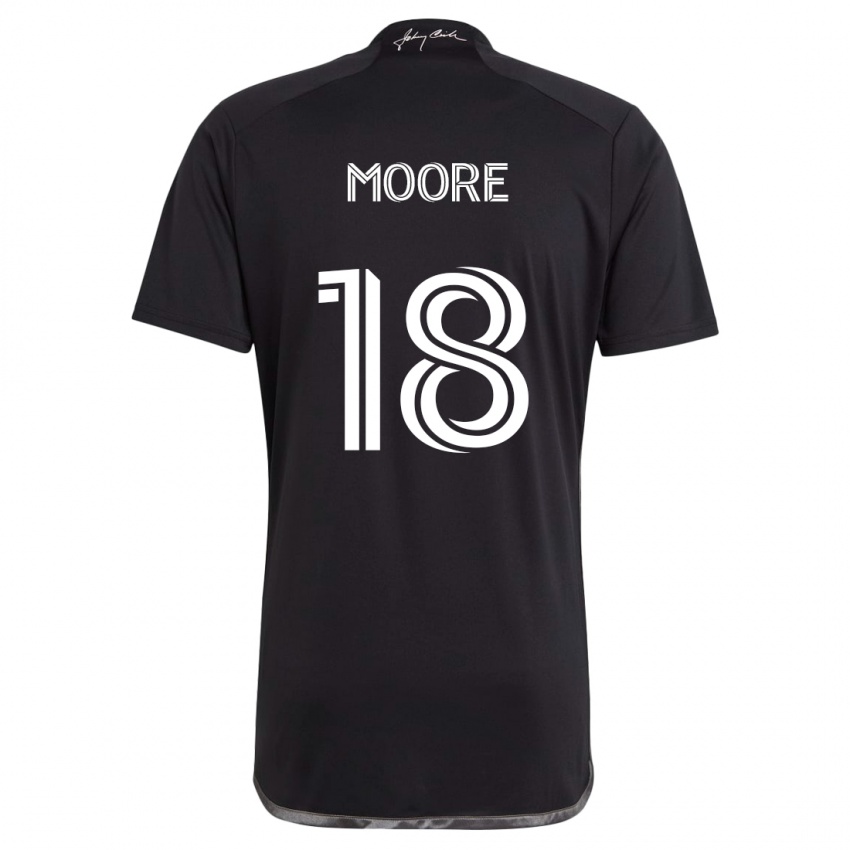 Gyermek Shaq Moore #18 Fekete Idegenbeli Jersey 2024/25 Mez Póló Ing