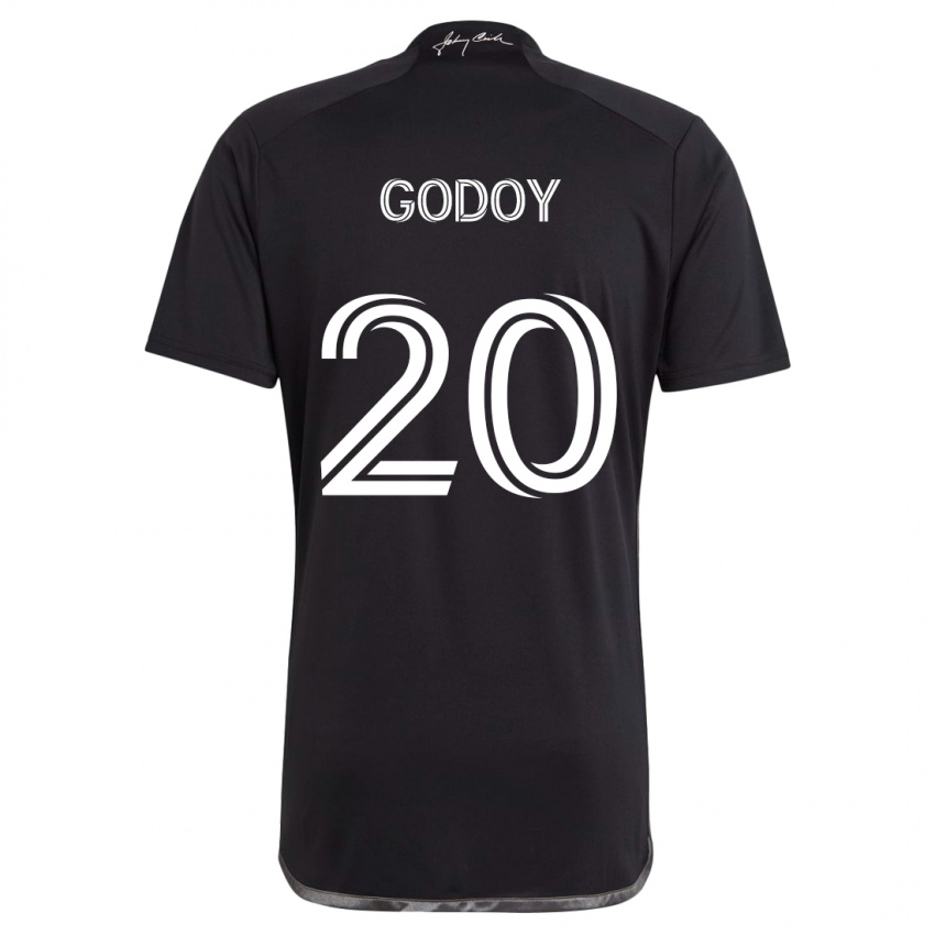 Gyermek Aníbal Godoy #20 Fekete Idegenbeli Jersey 2024/25 Mez Póló Ing