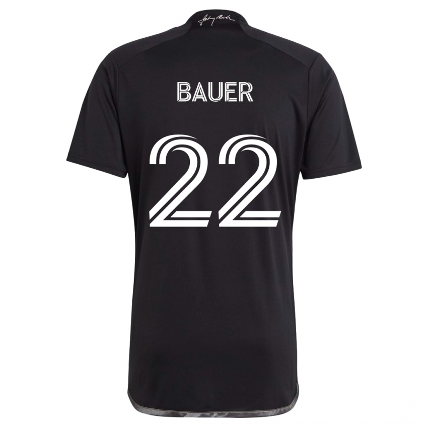 Gyermek Josh Bauer #22 Fekete Idegenbeli Jersey 2024/25 Mez Póló Ing