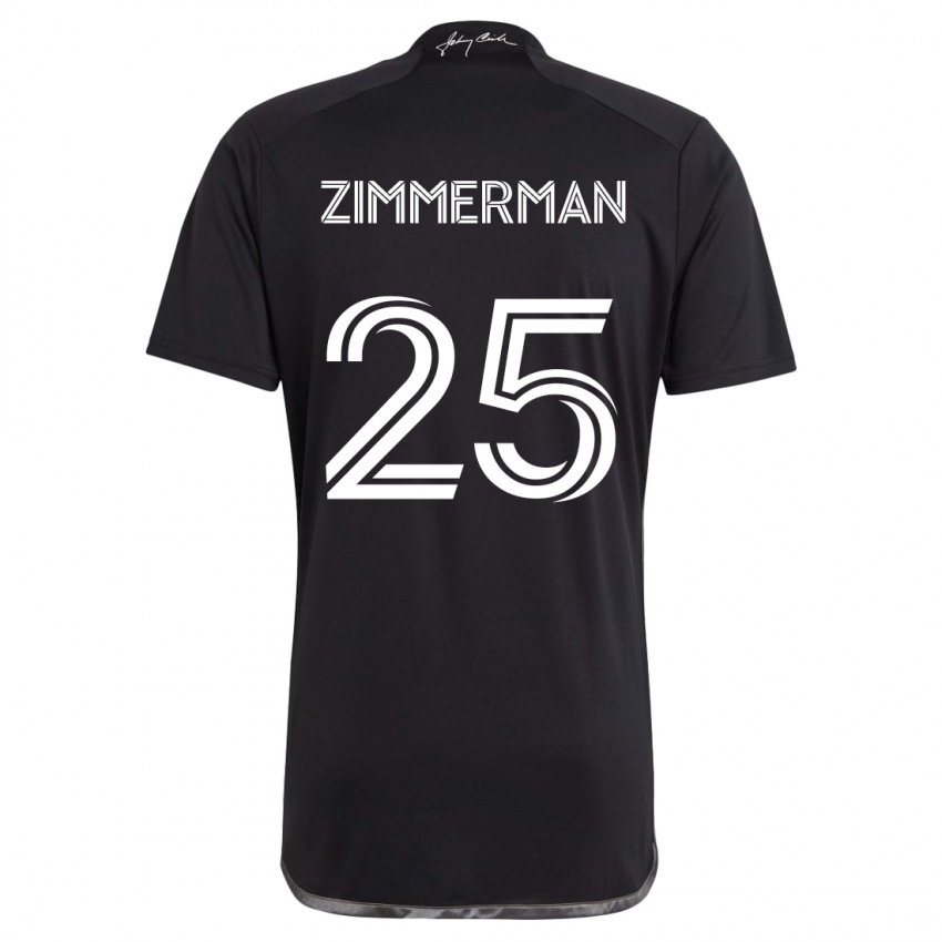 Gyermek Walker Zimmerman #25 Fekete Idegenbeli Jersey 2024/25 Mez Póló Ing