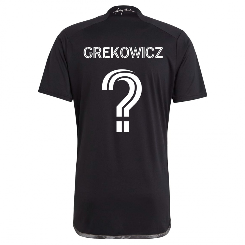 Gyermek Jacob Grekowicz #0 Fekete Idegenbeli Jersey 2024/25 Mez Póló Ing