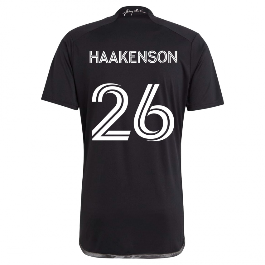 Gyermek Luke Haakenson #26 Fekete Idegenbeli Jersey 2024/25 Mez Póló Ing