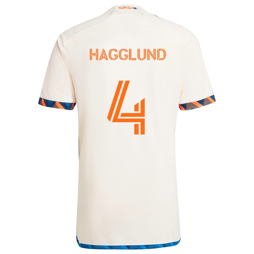 Gyermek Nick Hagglund #4 Fehér Narancs Idegenbeli Jersey 2024/25 Mez Póló Ing