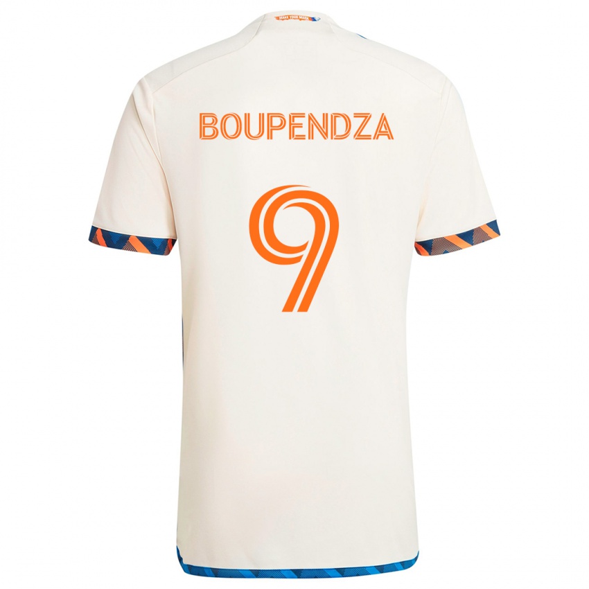 Gyermek Aaron Boupendza #9 Fehér Narancs Idegenbeli Jersey 2024/25 Mez Póló Ing