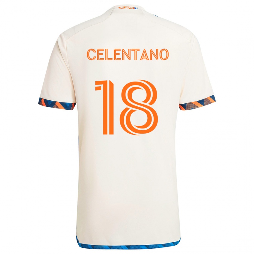 Gyermek Roman Celentano #18 Fehér Narancs Idegenbeli Jersey 2024/25 Mez Póló Ing