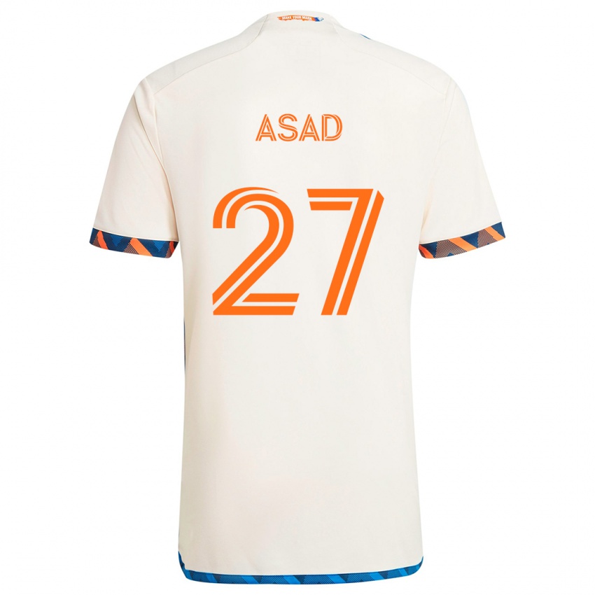 Gyermek Yamil Asad #27 Fehér Narancs Idegenbeli Jersey 2024/25 Mez Póló Ing