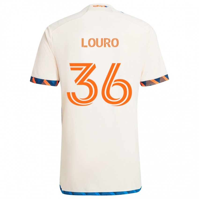 Gyermek Evan Louro #36 Fehér Narancs Idegenbeli Jersey 2024/25 Mez Póló Ing