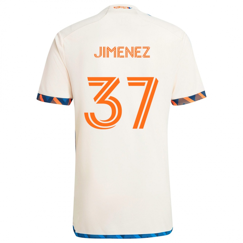 Gyermek Stiven Jimenez #37 Fehér Narancs Idegenbeli Jersey 2024/25 Mez Póló Ing