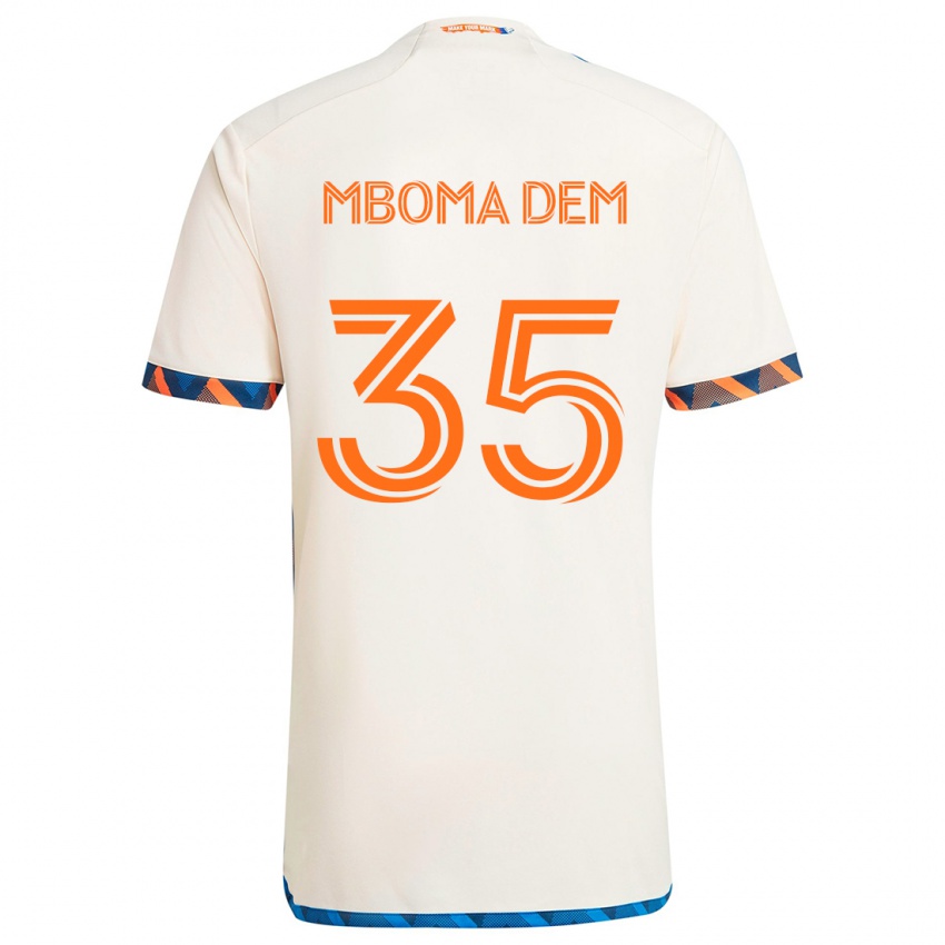 Gyermek Kenji Mboma Dem #35 Fehér Narancs Idegenbeli Jersey 2024/25 Mez Póló Ing