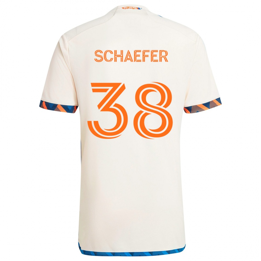 Gyermek Brian Schaefer #38 Fehér Narancs Idegenbeli Jersey 2024/25 Mez Póló Ing