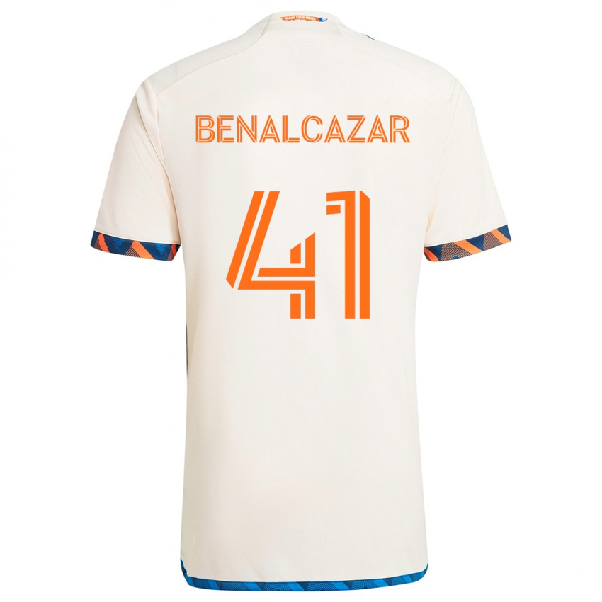 Gyermek Nico Benalcázar #41 Fehér Narancs Idegenbeli Jersey 2024/25 Mez Póló Ing