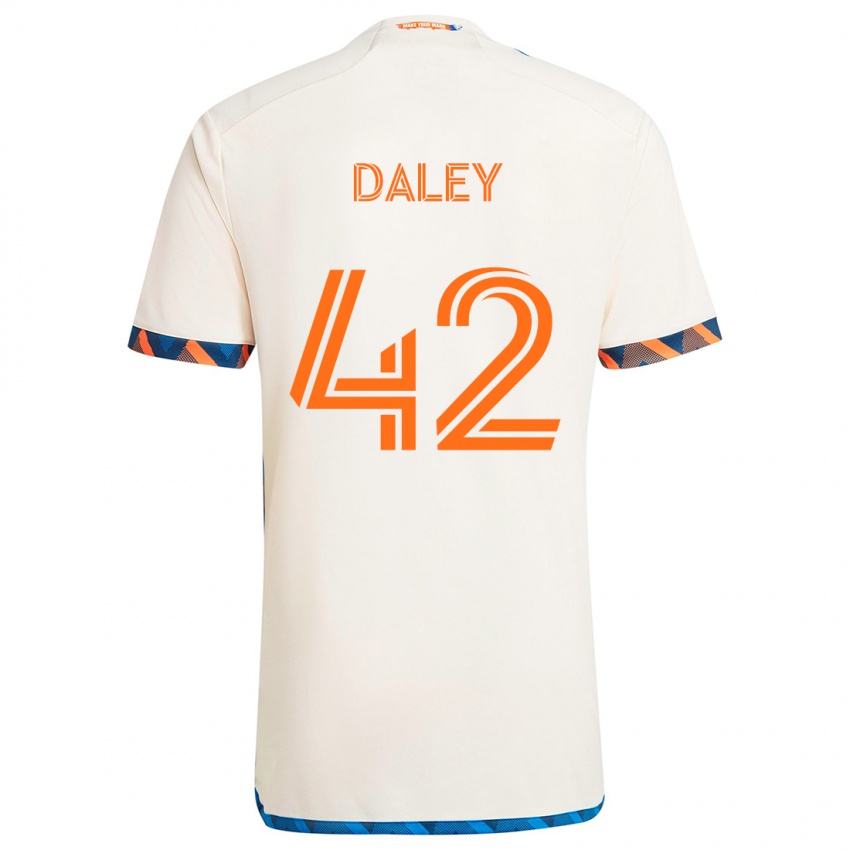 Gyermek Amir Daley #42 Fehér Narancs Idegenbeli Jersey 2024/25 Mez Póló Ing