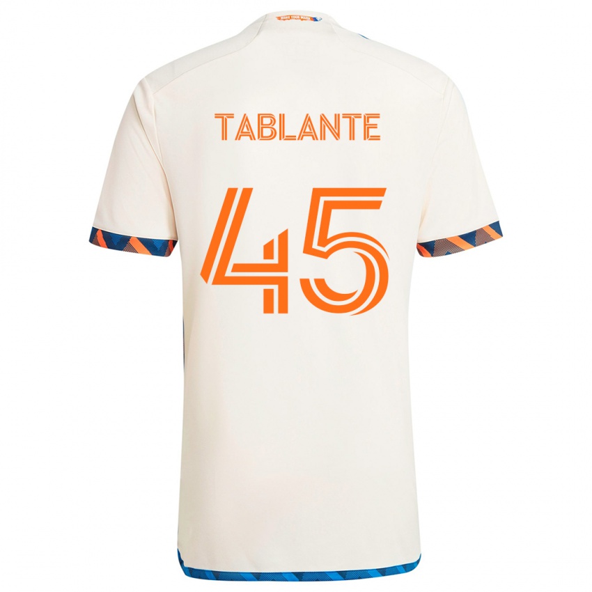 Gyermek Moises Tablante #45 Fehér Narancs Idegenbeli Jersey 2024/25 Mez Póló Ing